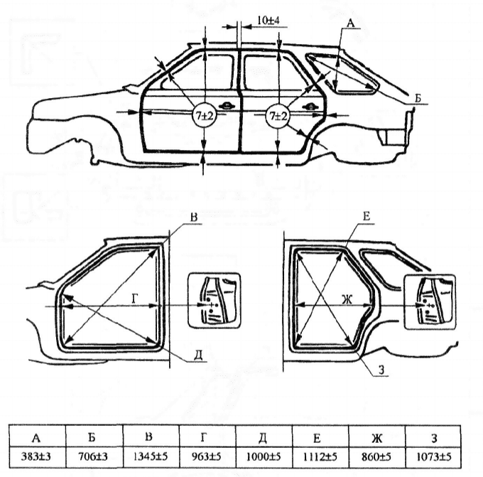 Габариты схема ваз 2109
